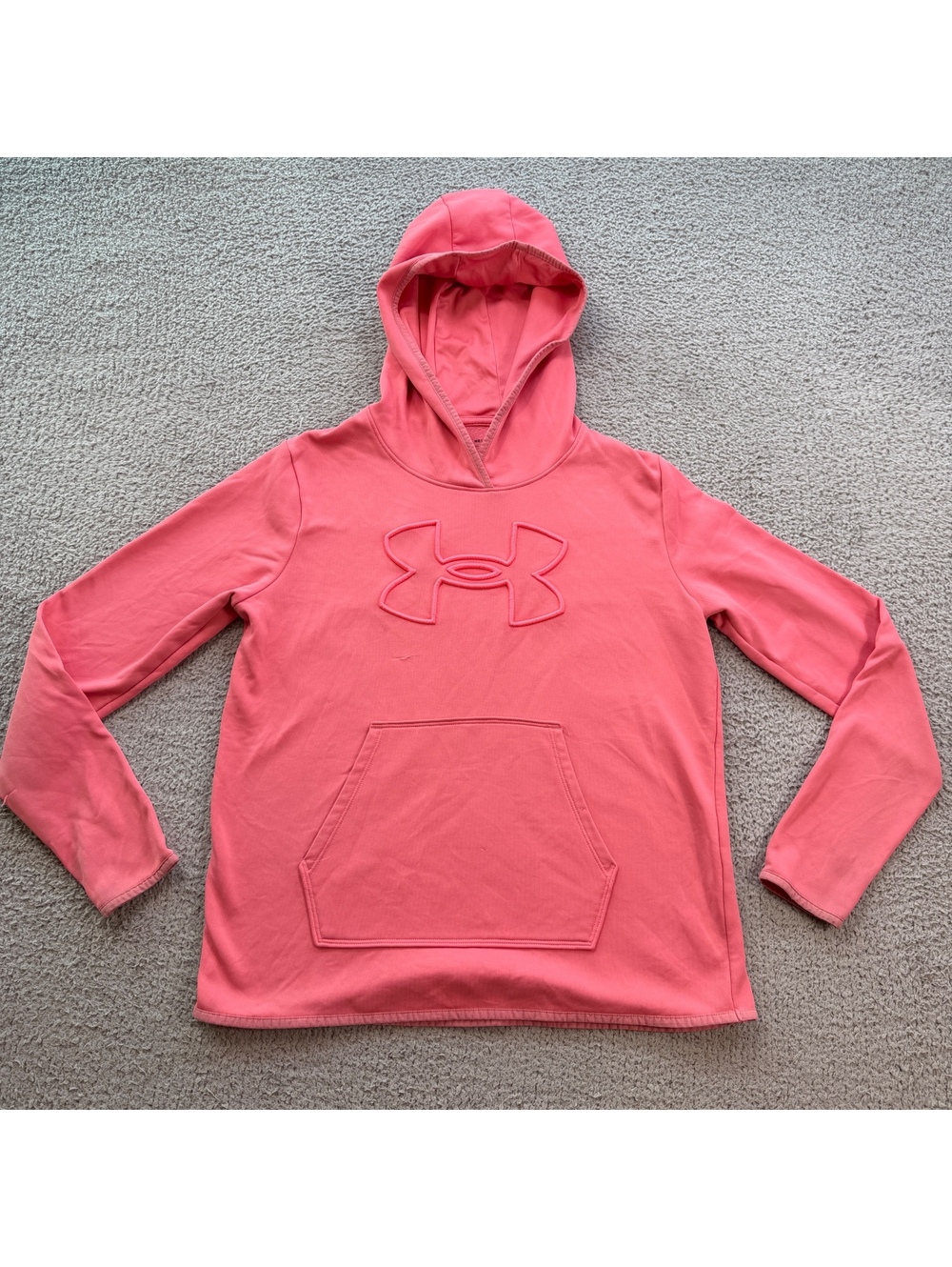 Under Armour Rival Fleece Pink Big Logo Pullover Hoodie Womens M Pink Loose Fit